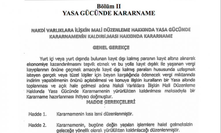 Bakanlar Kurulu ‘kara para aklama’ kararını geri çekti