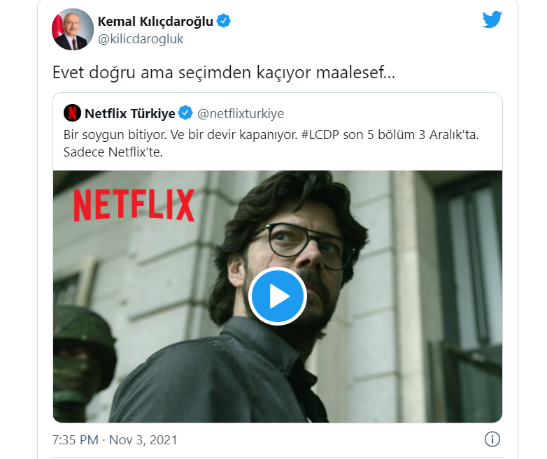 Kılıçdaroğlu’ndan ‘La Casa De Papel’ göndermesi