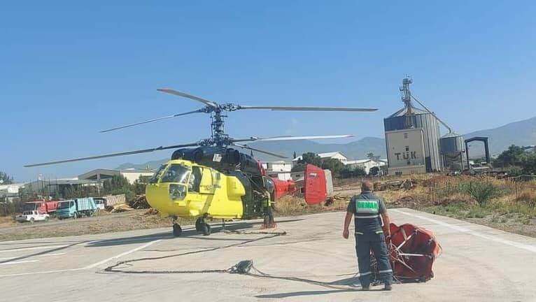 Yangın helikopteri geldi