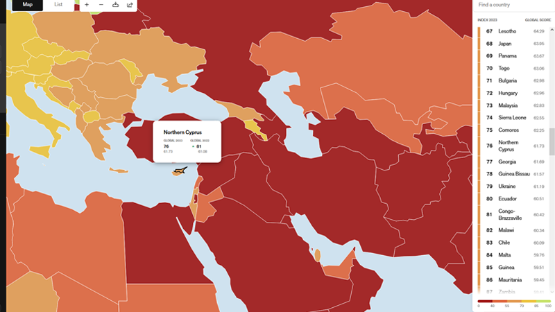 RSF’ye göre Kıbrıs’ın kuzeyi basın özgürlüğünde 76’ıncı sırada