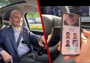 Soylu araç kullanırken telefonundaki özel uygulamayı gösterdi: Herkes fişlenmiş (VİDEO)