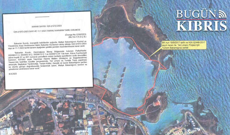 Maraş’a yat limanı için Kıbrıs Cumhuriyeti parselleri Maliye Bakanlığına devredildi