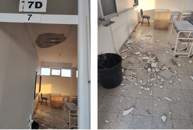 Canbulat Özgürlük Ortaokulu’nun tavanı çöktü