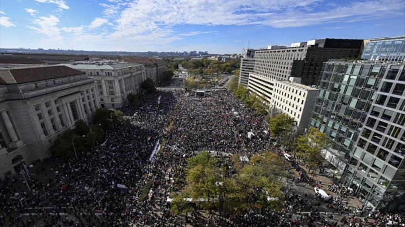 ABD tarihinin en büyük ‘Filistin’e destek’ gösterisi Washington’da yapıldı