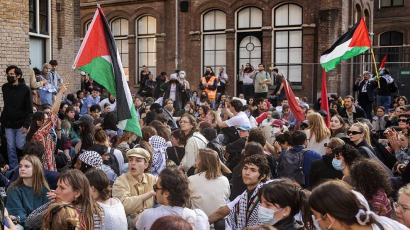 Filistin eylemleri Hollanda’ya yayıldı, İsrail yanlıları ve polis saldırdı