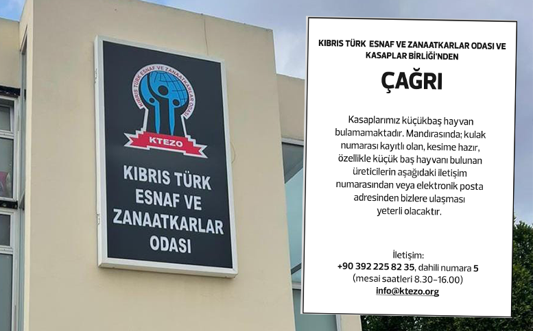 Kıbrıs Türk Esnaf ve Zanaatkarlar Odası ile Kasaplar Birliği’nden çağrı