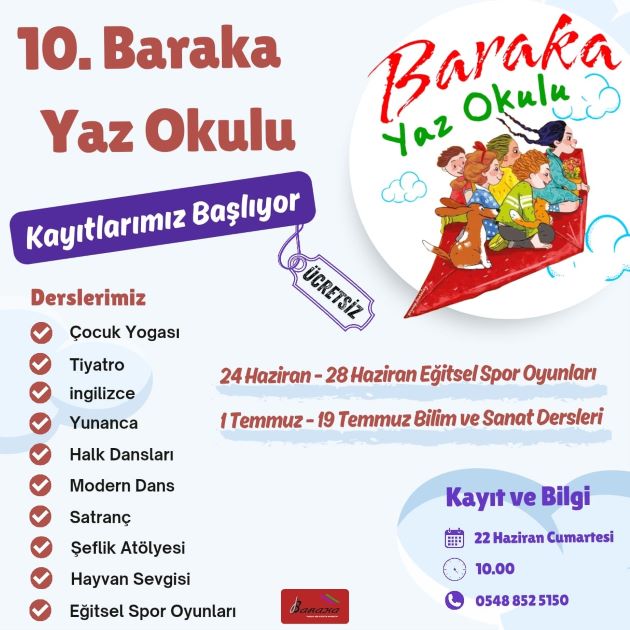 Baraka Kültür Merkezi’nde 10. Yaz Okulu başlıyor: Bilimle, sanatla, sporla doya doya oyna