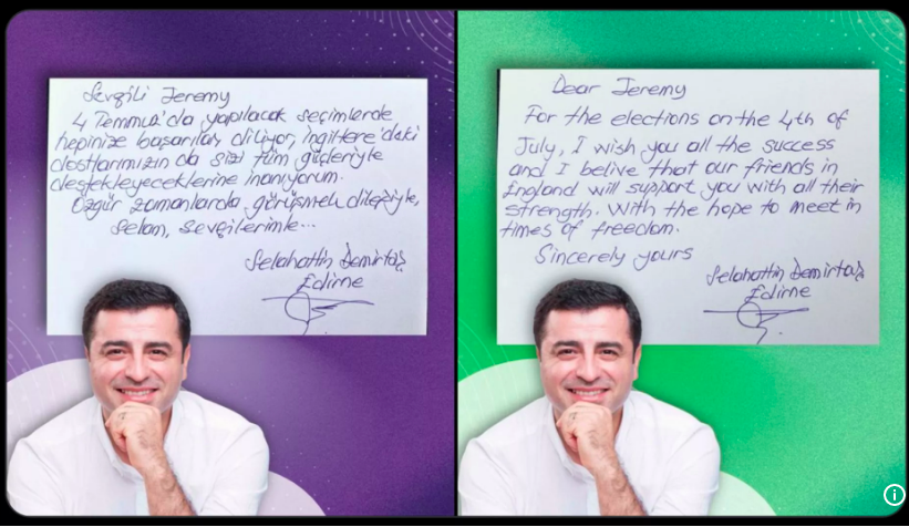 Demirtaş, İngiltere seçimlerinde Corbyn’e başarı diledi