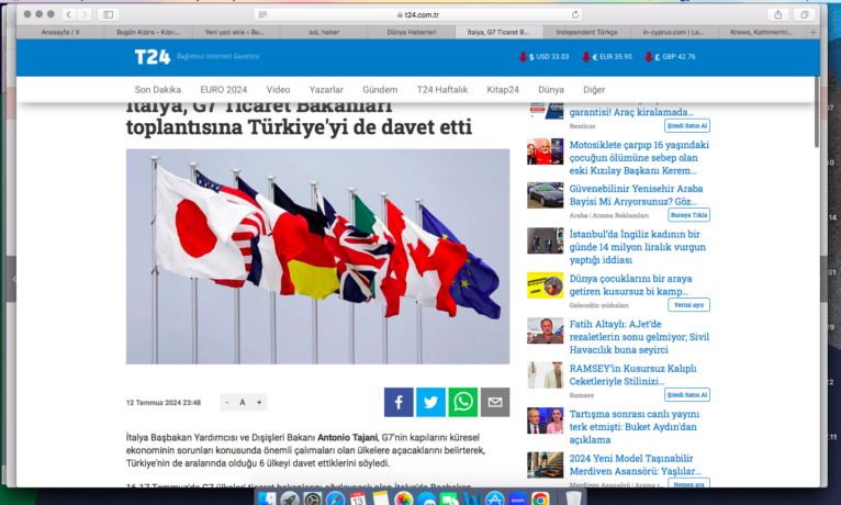 İtalya, G7 Ticaret Bakanları toplantısına Türkiye’yi de davet etti