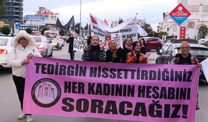 Mağusa’da kadınlardan şiddete karşı güçlü dayanışma