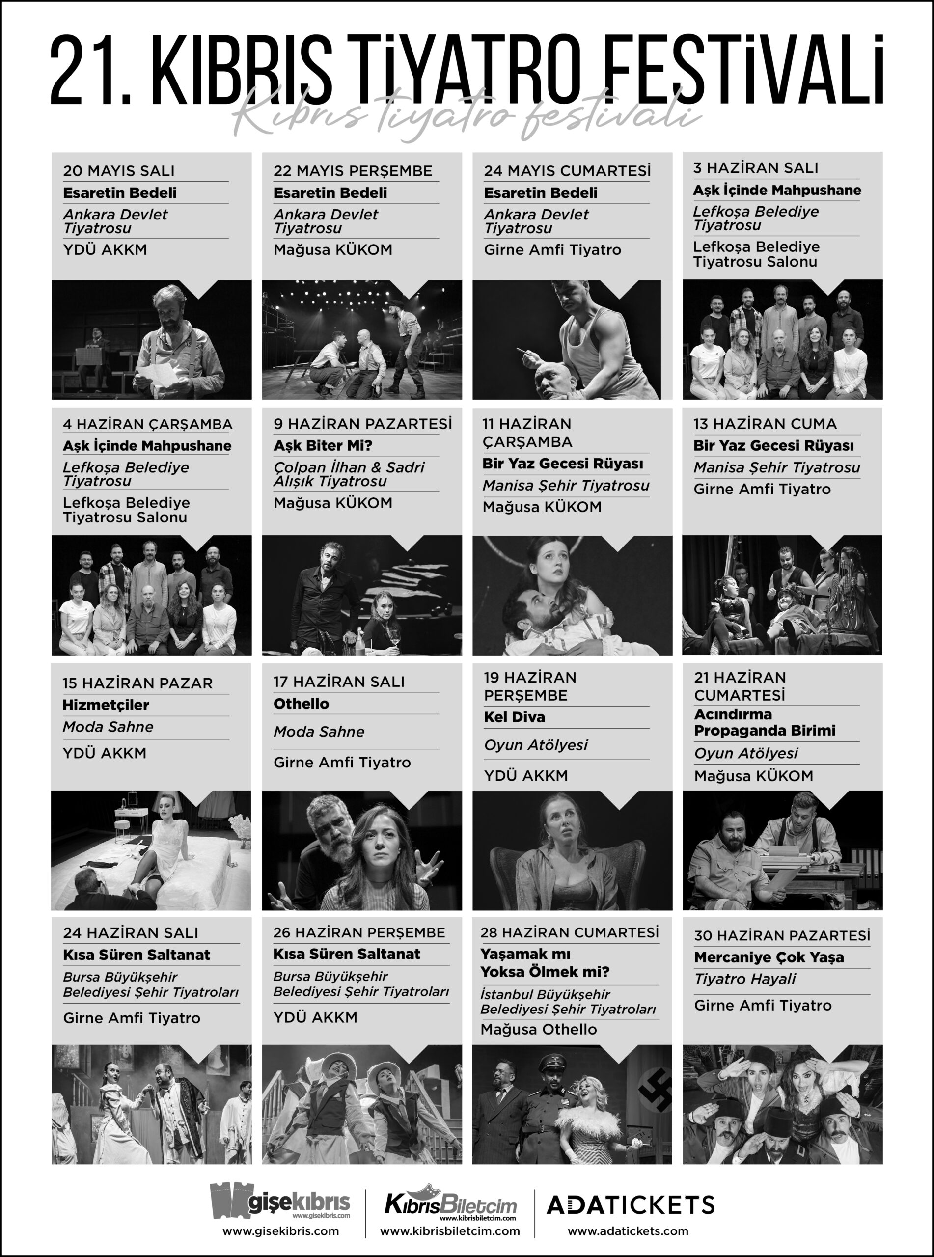 Üç şehri kapsayan 21. Kıbrıs Tiyatro Festivali 20 Mayıs’ta başlayacak