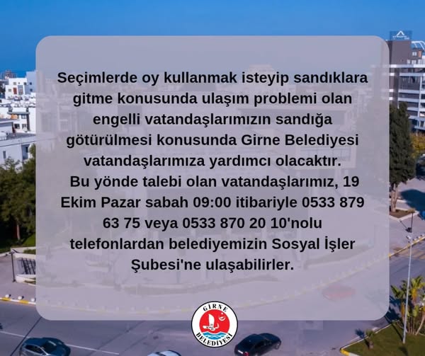 Girne Belediyesi’nden engelli seçmenlere ulaşım desteği