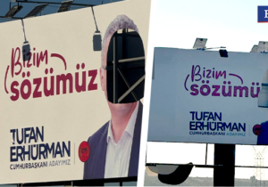 Erhürman’a afiş saldırısı: “Bu, kaybetmişliğin göstergesi”