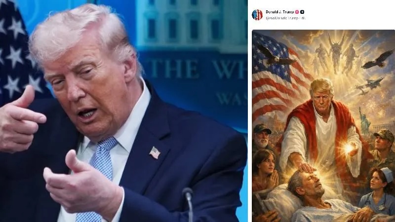 Trump, “ABD’yi eleştiren bir Papa istemiyorum” dedi; kendini ‘İsa’ yaptı!