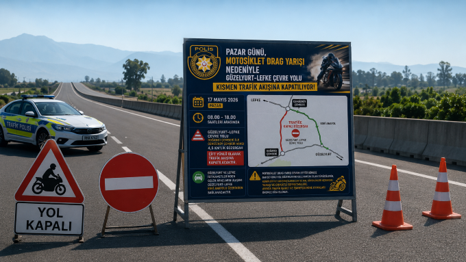 Güzelyurt-Lefke Çevre Yolu yarın trafiğe kapatılacak