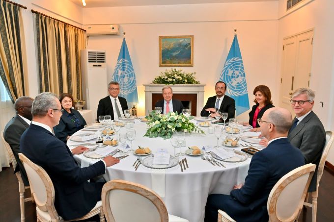 Erhürman, Guterres ve Hristodulidis akşam yemeğinde bir araya geldi