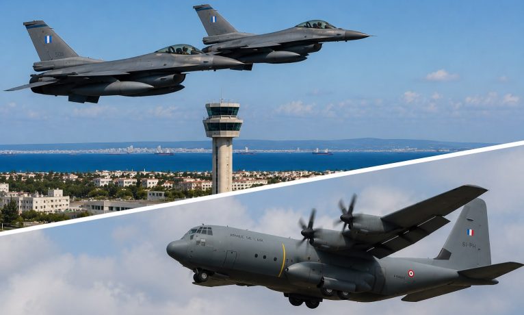 Larnaka semalarında askeri hareketlilik: Yunan F-16’ları ve Fransız C-130’u görüldü