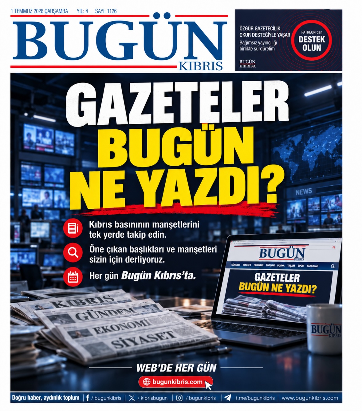 Gazeteler bugün ne yazdı? Bugün Kıbrıs gazete manşetleri